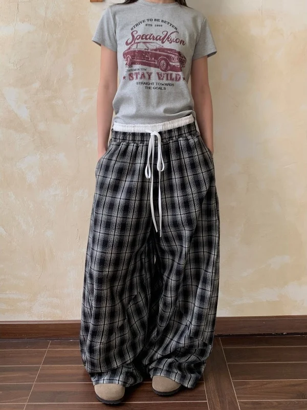 

Повседневные брюки в американском стиле ретро Lazy Sle для мужчин и женщин, джазовые танцы, свободные широкие брюки с двойной талией, узор