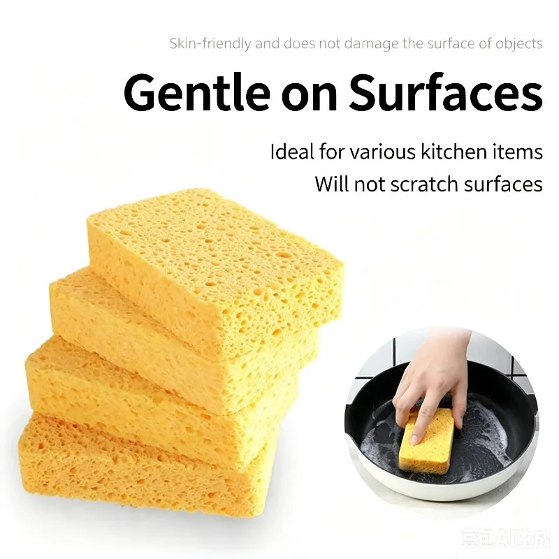 1/10 Pcs Natural Wood Pulp Sponge Cleaning Water Absorption Dishwashing and Dishwashing Household Cleaning Sponge for Cleaning