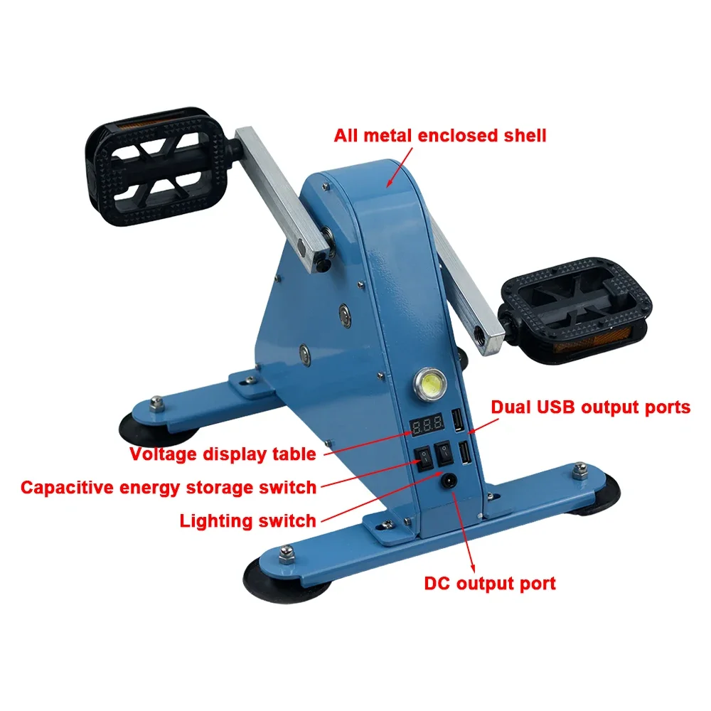 Pedal Generator 100W DC Output 12V 24V USB Output Hand Crank Foot-Operated Power Generation for Outdoor Emergency Power Supply