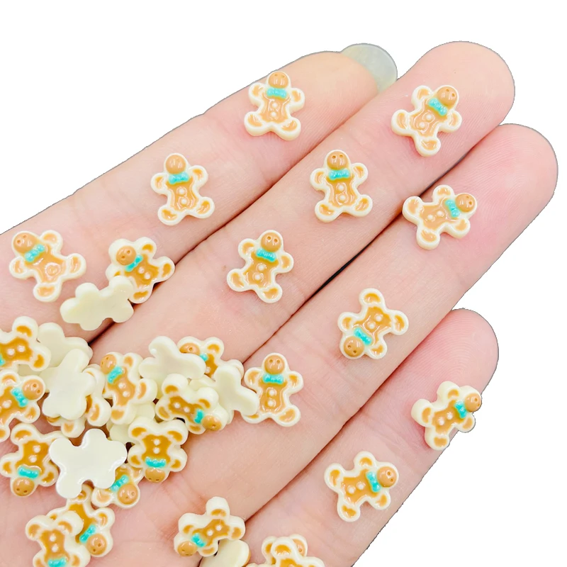 50 Pcs New Mini Kawaii Cartoon Cracker Man Resin Scrapbook Rhinestones 3D For DIY Manicure Accessories Decorations U37