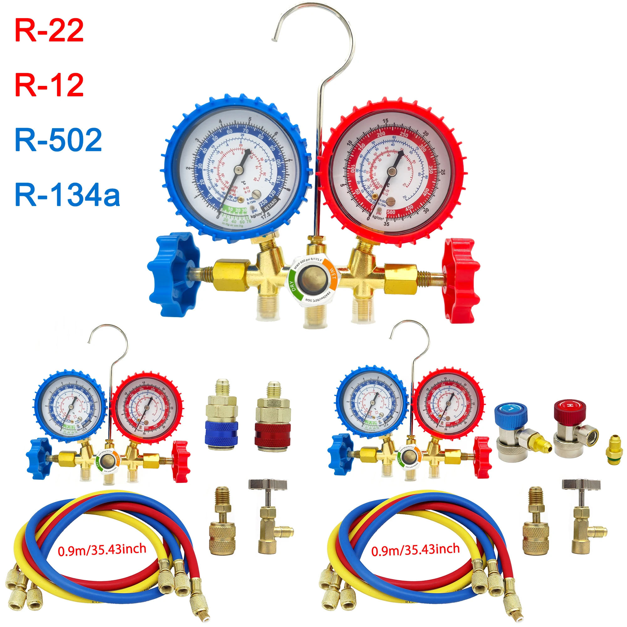 

Комплект 3-ходовых манометров переменного тока со шлангами для R12/R22/R502/R134a | Автомобильный инструмент для диагностики хладагента HVAC