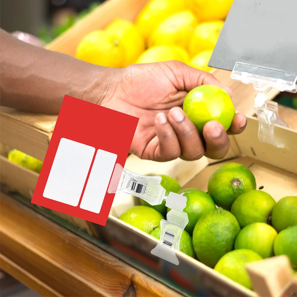 

20Pcs Clear Plastic Double Sided Dualhead Rotatable Price Display Clips for Supermarket Merchandising Retail Store Sign Holders