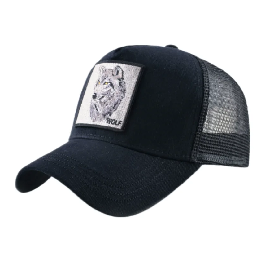 Wolf Patch Embroidery Mesh Baseball Cap Adjustable Fashion Hip Hop Trucker Men Women Outdoor Breathable Visor Snapback Hat Gift view 3
