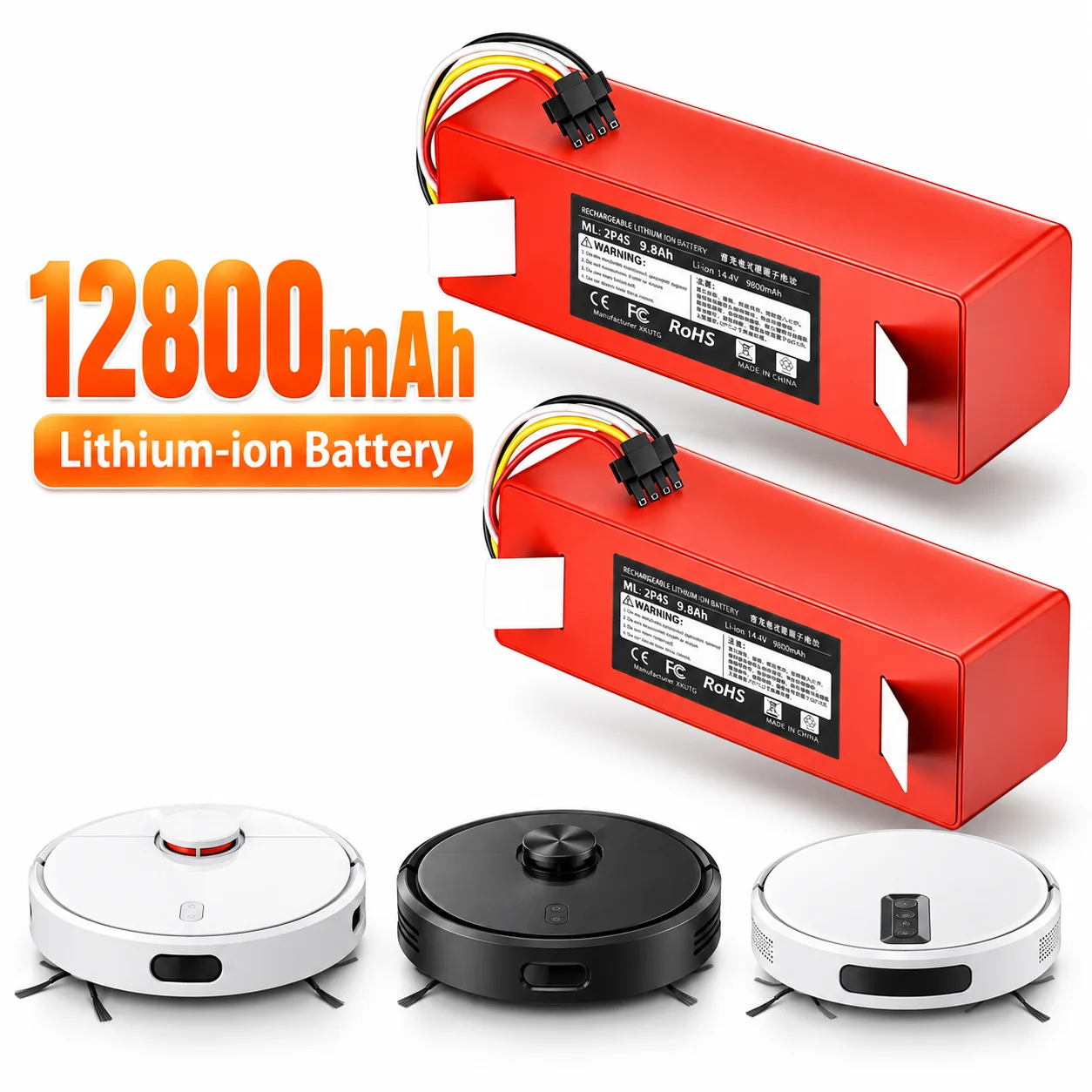 14.4V 12800mAh Lithium Ion Battery 2000+deep circulation for Xiaomi Mi Robot Vacuum Mijia 1 2 1S Roborock S50 S51 S55 S6 S61 S65