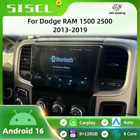 9" Car Radio For Dodge RAM 1500 2500 2013-2019 Android 16 Wireless BT Carplay Multimedia Navigation Touch 2K QLED Screen