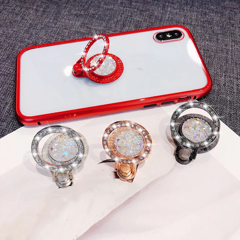 2022 New Fashion Shiny Rhinestone Phone Ring Stand Finger Holder Gift Mobile Phone Stand Anti-Lost for iPhone iPad Xiaomi Buckle