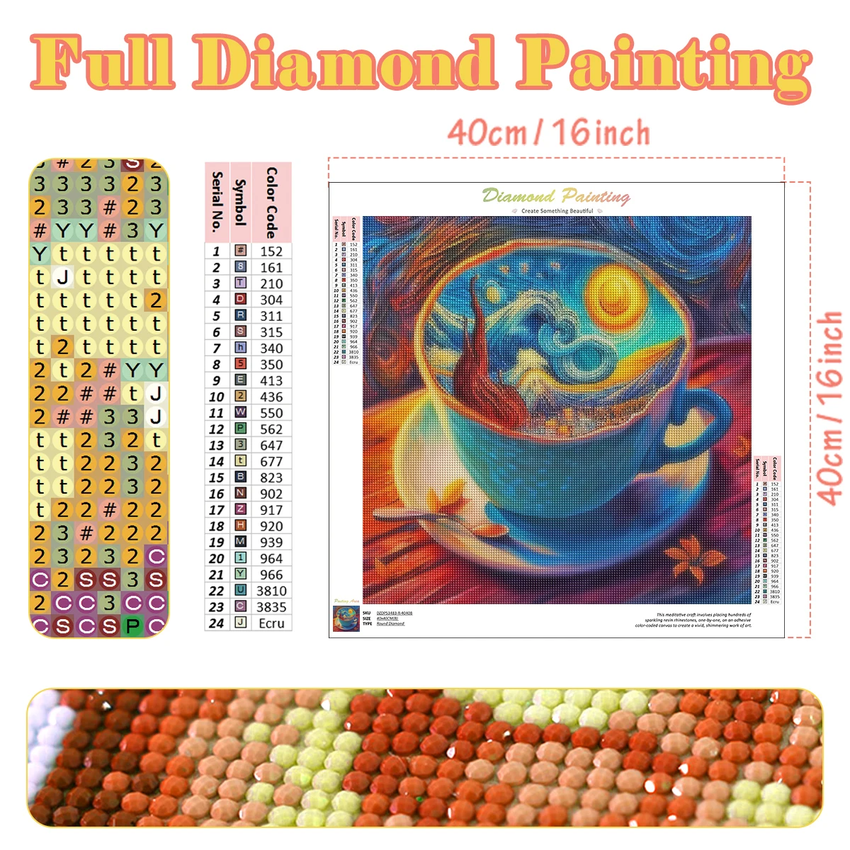 RUOPOTY 5d Diy Diamond Painting Colorful Cup Landscape Full Round Square Diamond Picture Of Rhinestones Home Decoration Craft Ki