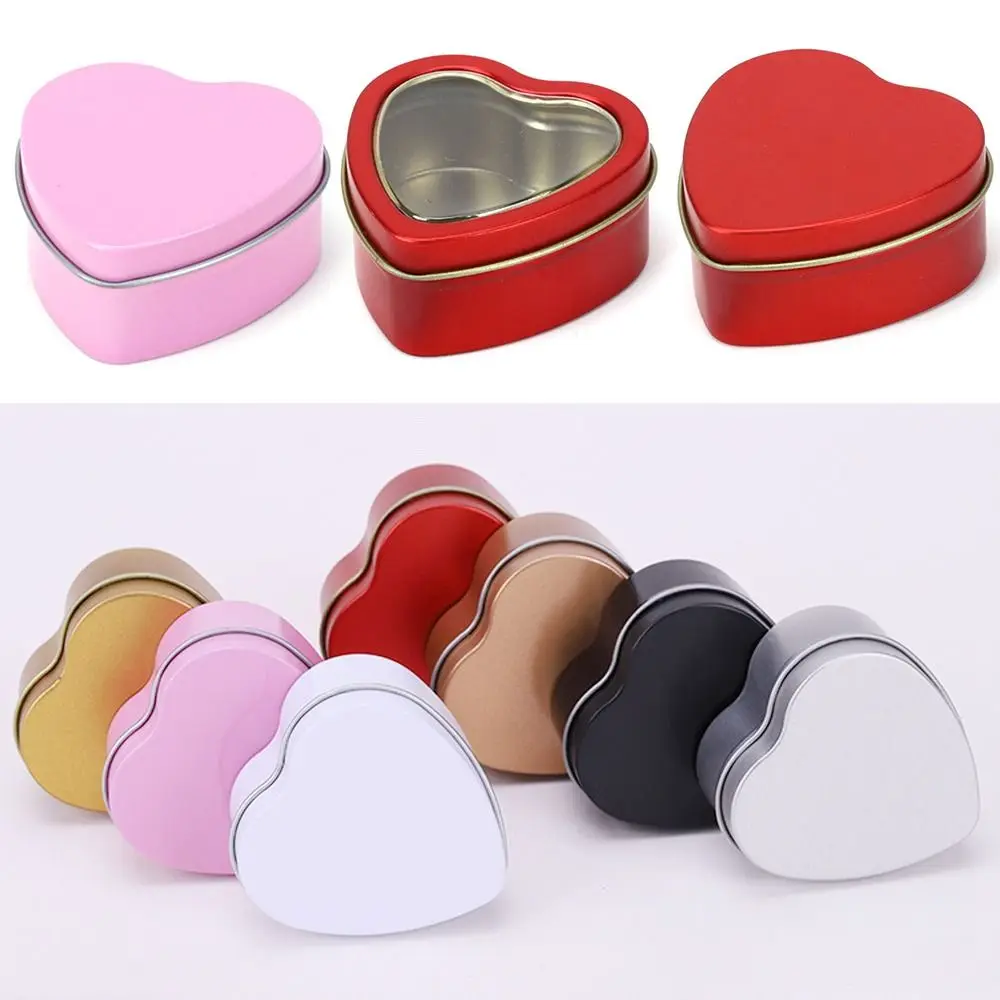 New Refillable Aluminum Jar Tin Heart Shape Candle Nail Candle Cosmetic Container Tea Cans Candy Packaging Box for Cream Balm