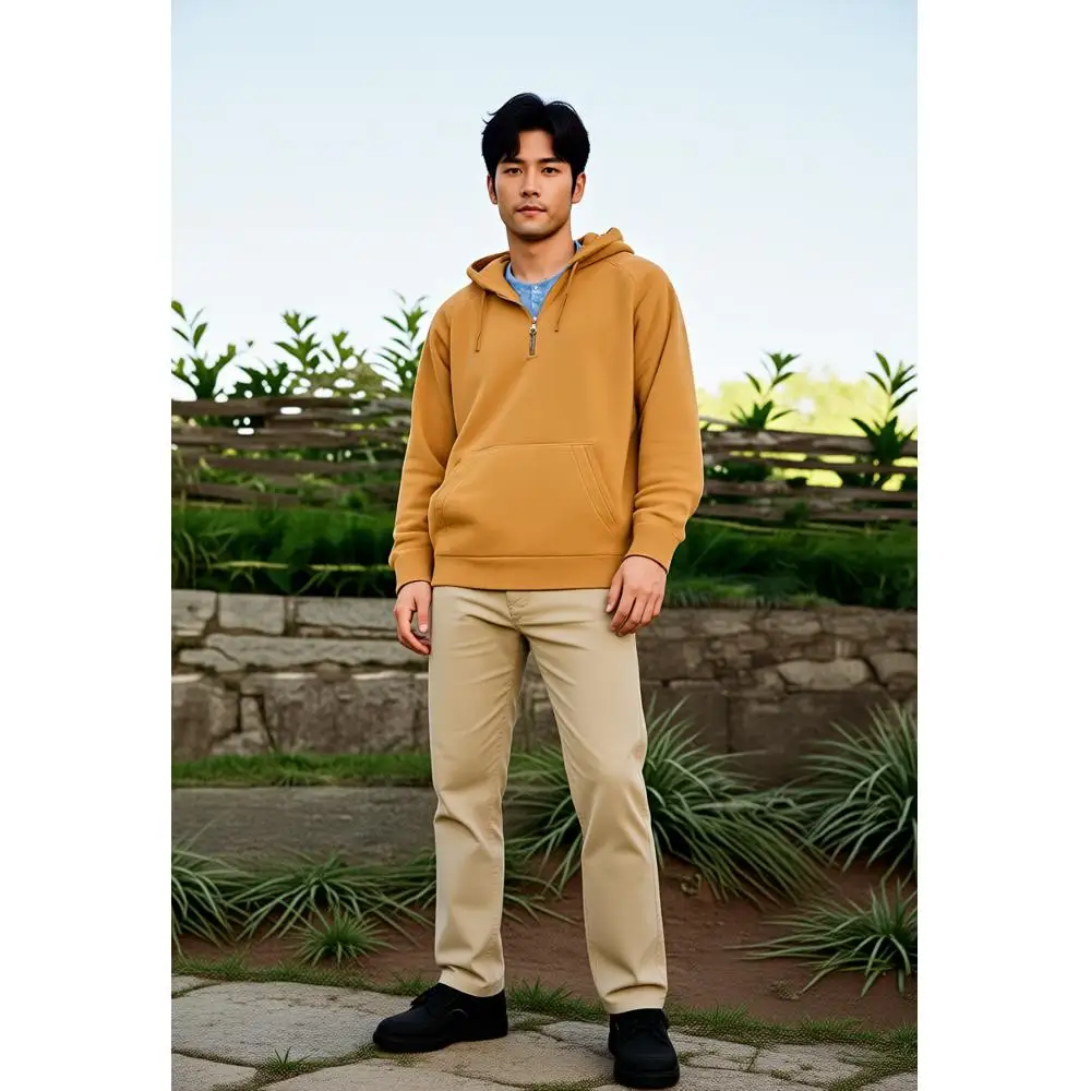 

Men's casual half zip hoodie with kangaroo pocket offers 10 colors of comfortable fleece pullover hoodie for men's daily wear