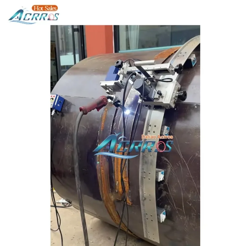 Walking Soft Rail Co2 Welding Carriage Carbon Steel Tank Circle Seam Welding Tractor With Welding Torch Weaver