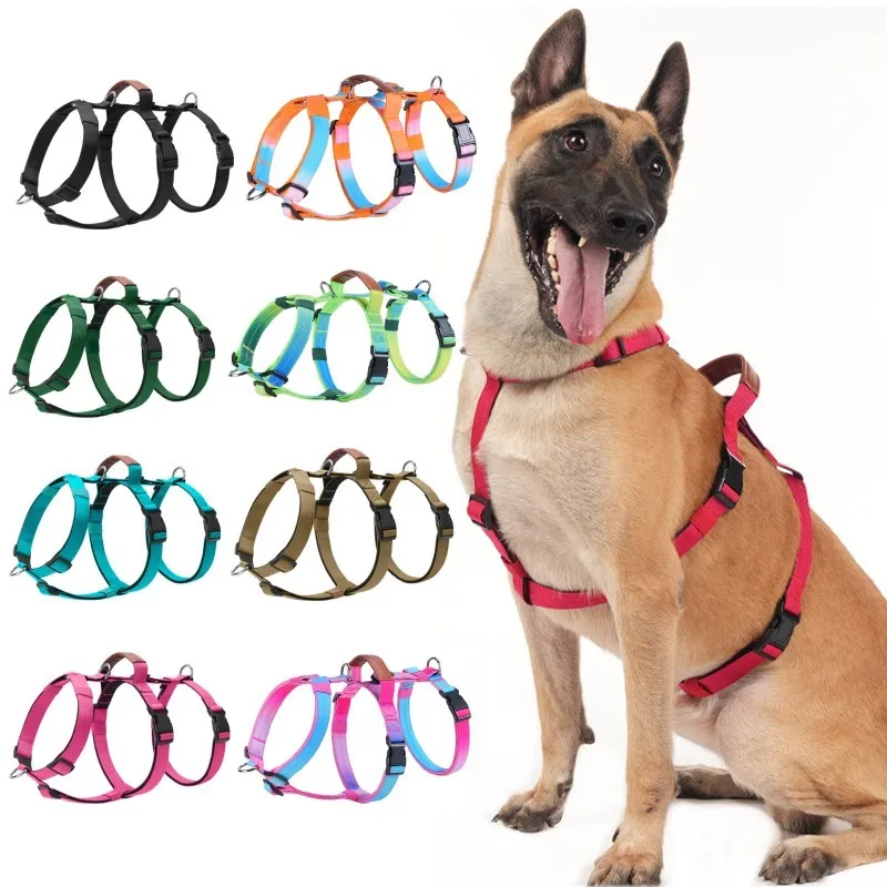 Zugsicheres Hundegeschirr für Große Hunde Outdoor-Training Haustierzubehör Ausbruchsichere Weste Hundegeschirr Halsband Nylon Großes Hundegeschirr mit Brustgurt