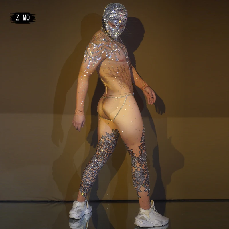 tattoo Muscle Man crystal jumpsuit rhinestone Male guest gogo sexy nightclub Ds catwalk sparkle stage dance costume burning man