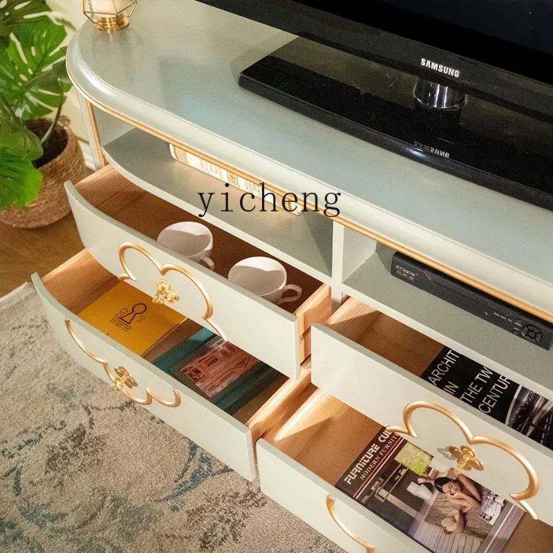 GZ-17   Living Room TV Cabinet Oval Side Cabinet Solid Color Background Wall Cabinet Small Apartment Furniture