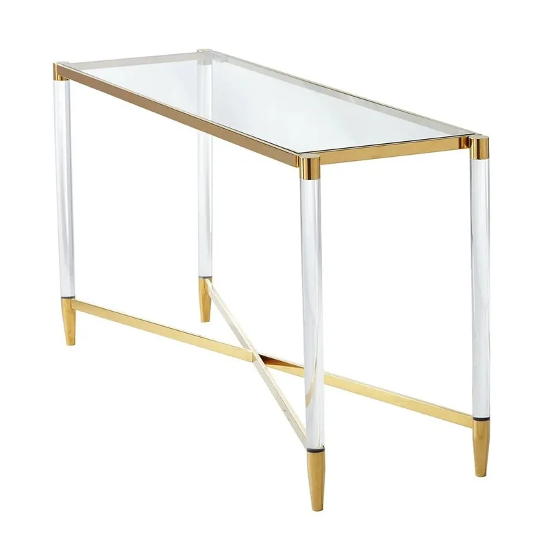 

Modern light luxury entrance table, living room designer acrylic cabinet, transparent glass storage end view table