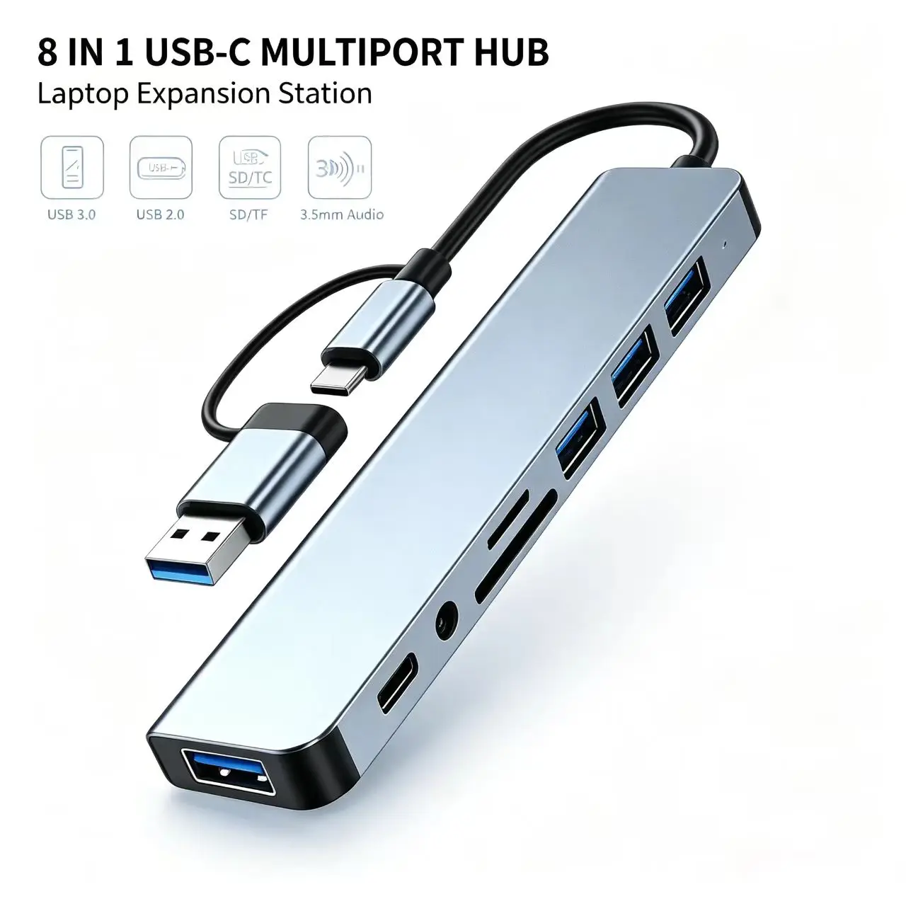USB C Hub 8In1 7in2 7in1 Type C 3.1 To 4K HDMI Adapter with RJ45 SD/TF Card Reader PD Fast Charge for MacBook Notebook Laptop