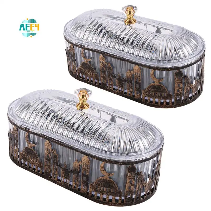 

AEE4-2 Pcs Ramadan Festival Candy Snack Storage Box Eid Candy Snack Jar Ramadan Food Storage Table Decorations