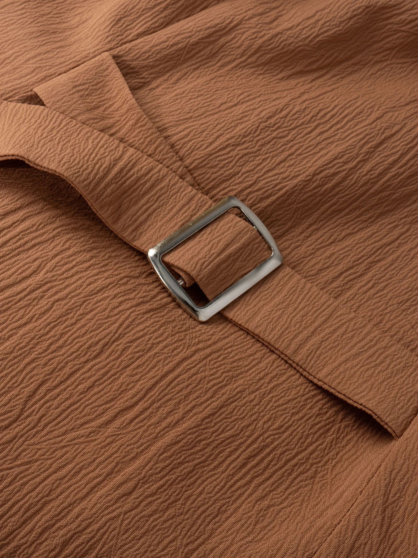 Blusa de mujer Camel Brown Wrap cuello en V manga larga abombada Primavera Verano cintura fruncida elegante Oficina fecha diaria Chic Top