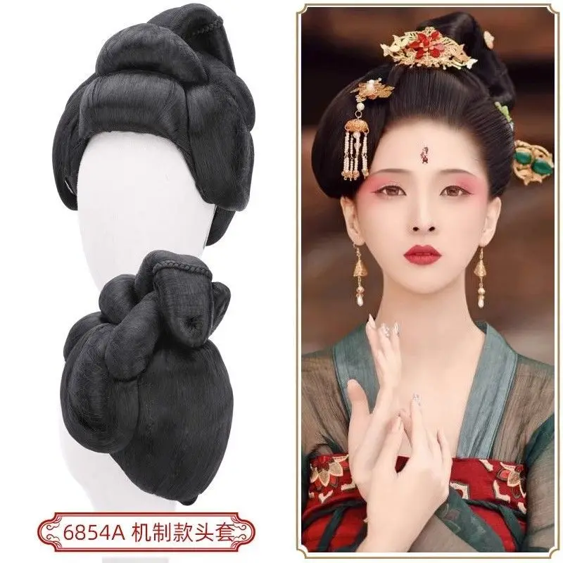 Hanfu Headwear Ancient Costume Wig Hair Props Tang Made Noble Consort Performance Hairstyle Ancient Style Bun Hair Han Hair Bag