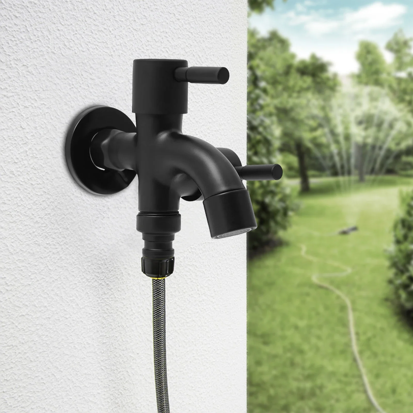 Rubinetto a parete in acciaio inossidabile 2 interruttori e nucleo valvola in ceramica verniciatura anticorrosione e interfaccia G1/2