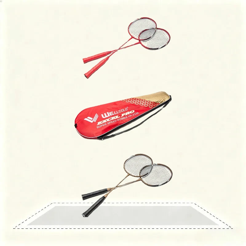 

Badminton Racket Aluminum Carbon Integrated 2 Pack Adult Sports Badminton Training Racket High Elastic Racket