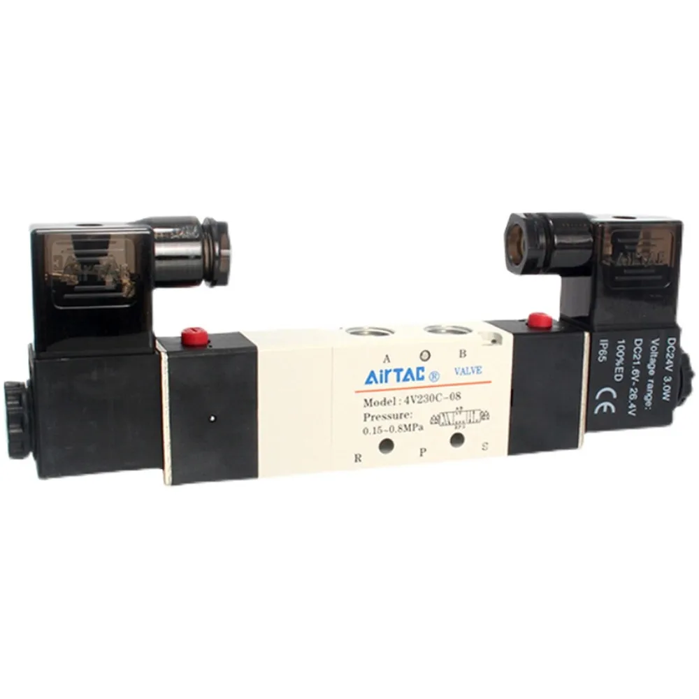 4V130C-06 4V230C-06/08 4V330C-08/10 4V430C-15 AC220V 110V DC 12V 24V 2 Positions 5 Way Air Pneumatic Solenoid Valve 1/8 1/4