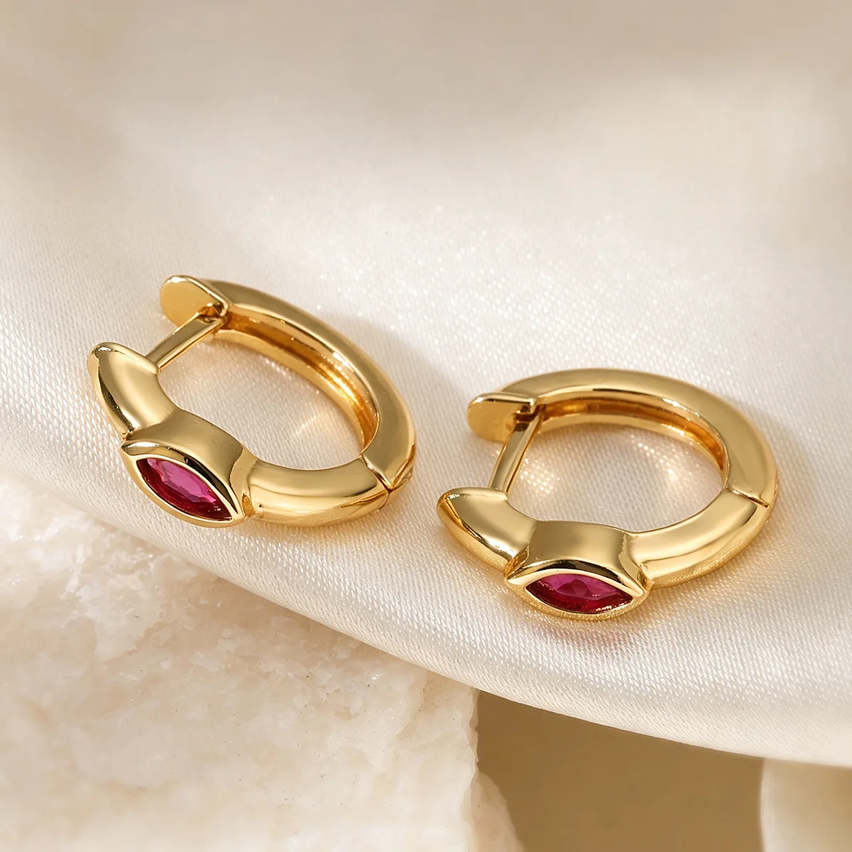 GANPUP Glänzende Zirkon-Augen-Creolen für Damen, Modische Neue Ohrpiercing-Schmuckstücke, Geschenk für Party und Hochzeit – Detail 3