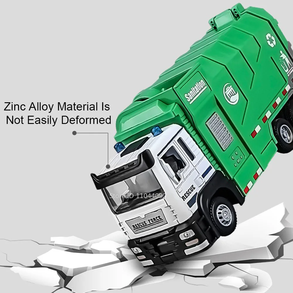 1:50 Müll Auto Erweiterte Muldenkipper Modell Spielzeug Sound Licht Zurückziehen Türen Geöffnet Miniatur Engineering Fahrzeuge Sammlung Geschenk