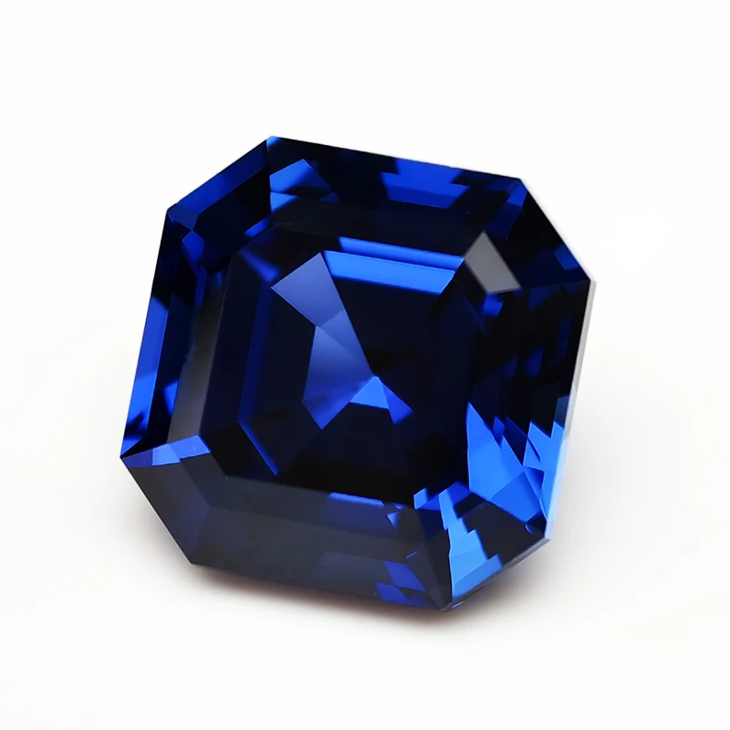 Top Lab Grown Sapphire Gemstone Asscher Cut Royal Blue Synthetic Sapphire Gems Loose Stone With AGL Certificate