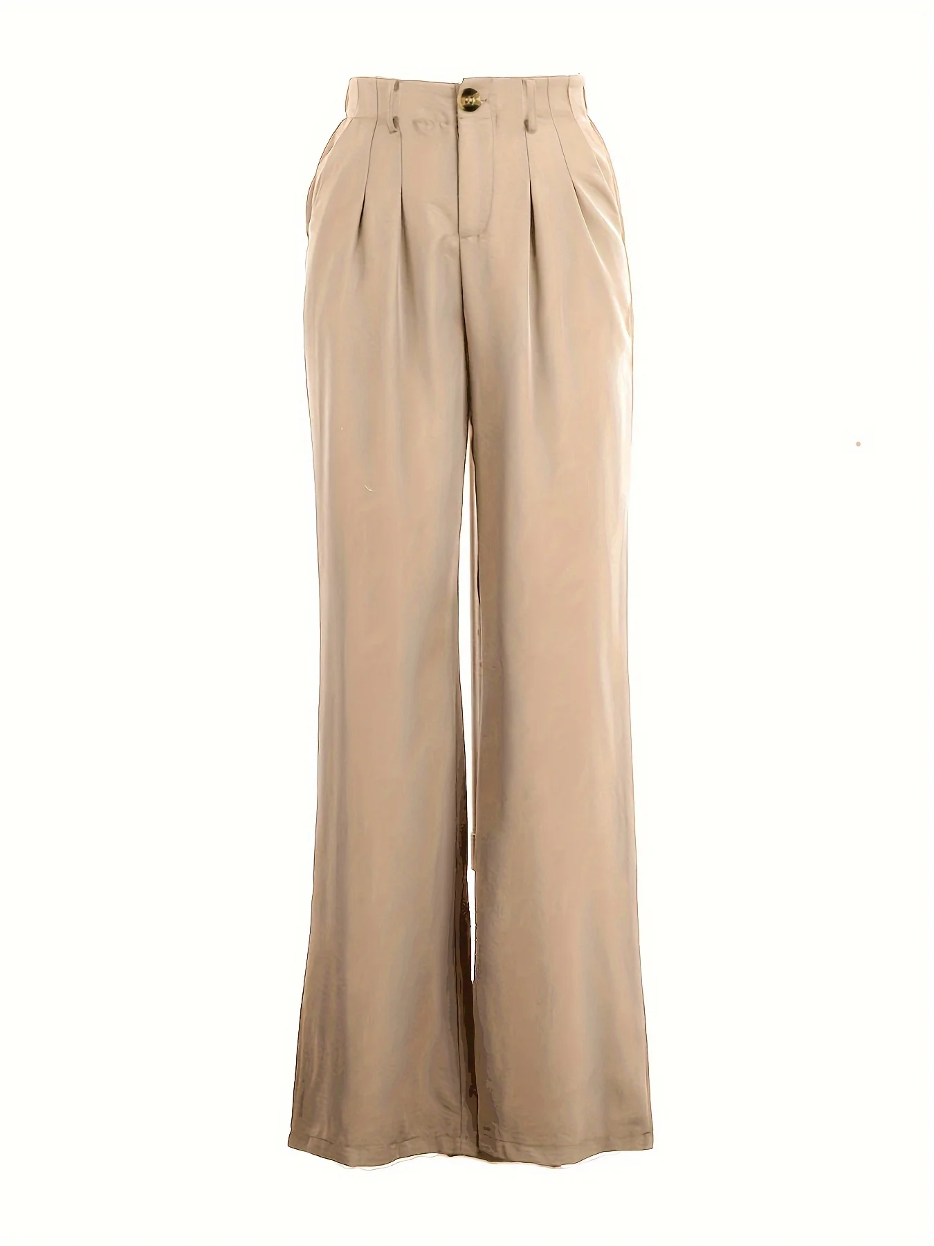 Pants for women in summer, simple and cool, wide leg pants with high waist, loose and casual straight zipper, pleated plain pant