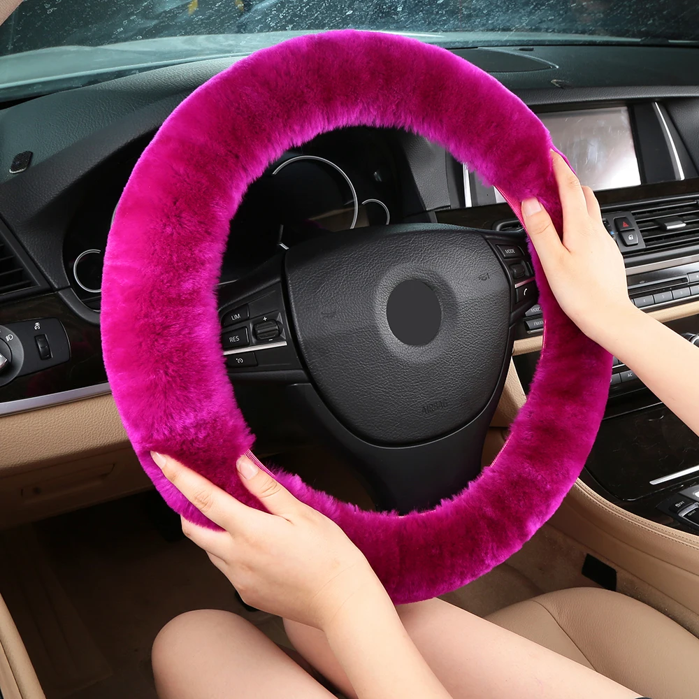 Authentic Sheepskin For Car Stretch-on Steering Wheel Cover/Soft Australian Wool Vehicle braid on the steering-Wheel Protector