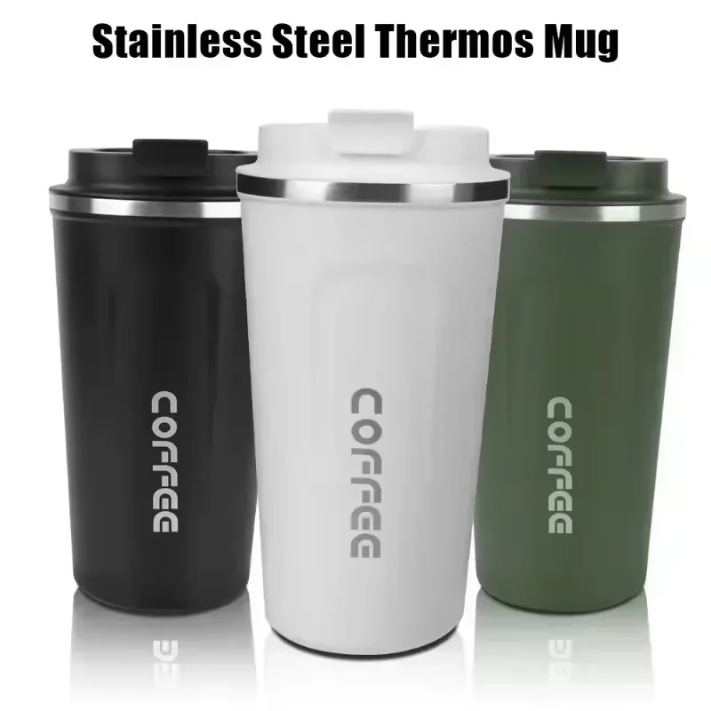 Thermo Cafe Car Thermos Mug for Tea Water Coffee Leak_Proof Travel Thermo Cup Coffee Mug 380/510ML Double Stainless SteelThermo