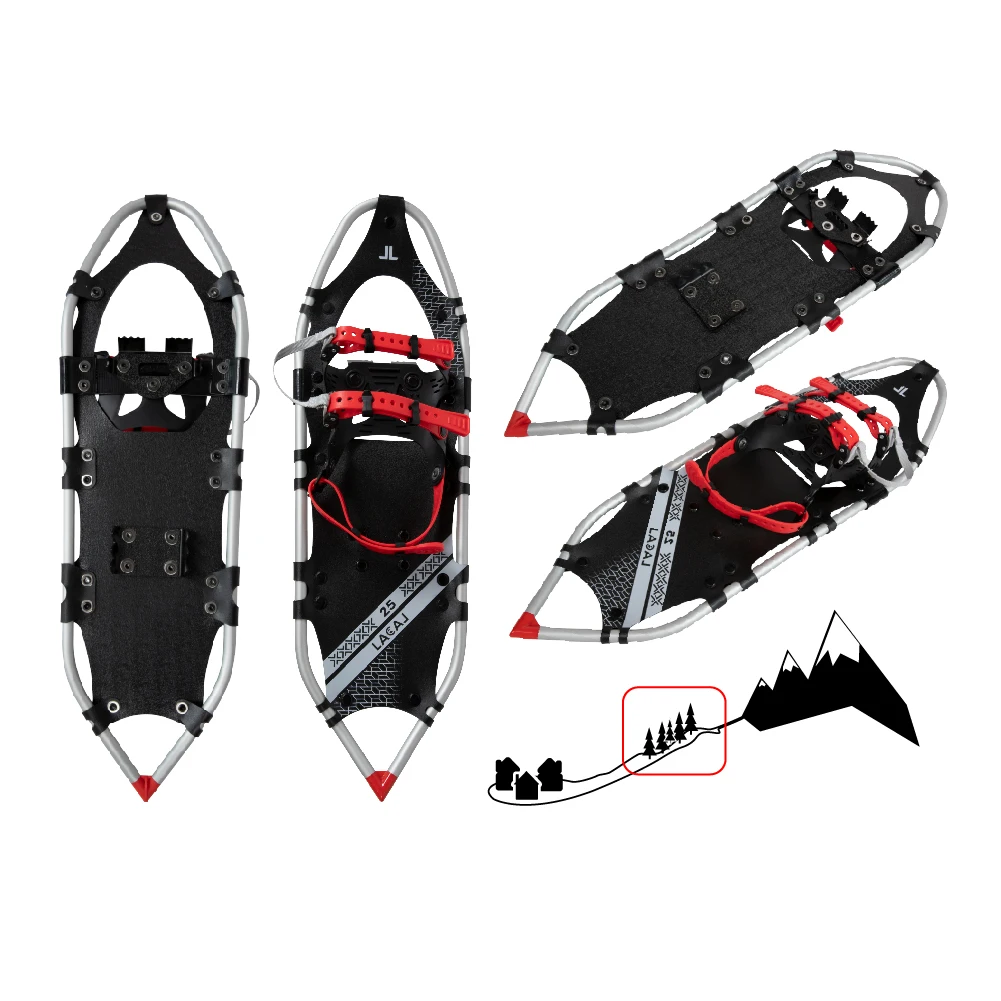 OEM Customized One-pull Binding Ultra Lightweight V-tail Frame Off Trail Running Snowshoes In Snow