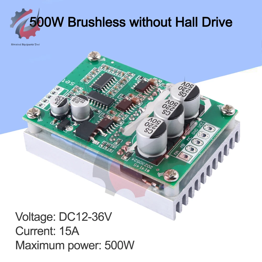 1PCS 500W 15A  Brushless Hall Free Motor Driver Board DC12-36V High Power Forward Reverse Speed Controller Control Switch Module