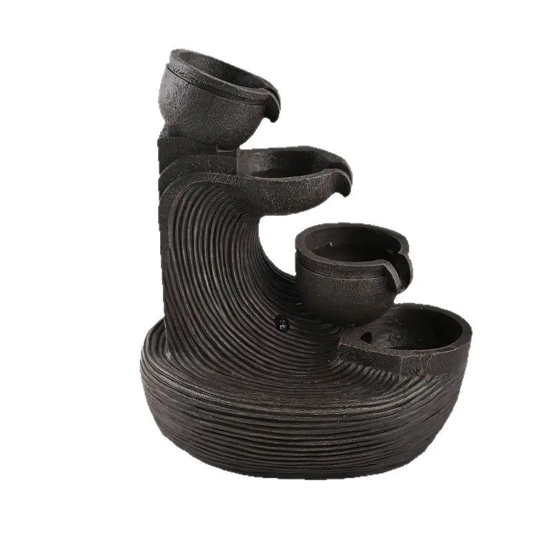 Small Tabletop Water Fountain Flowing Water Generates Wealth Ornament For Home Office Desk Zen Decor Sculpture