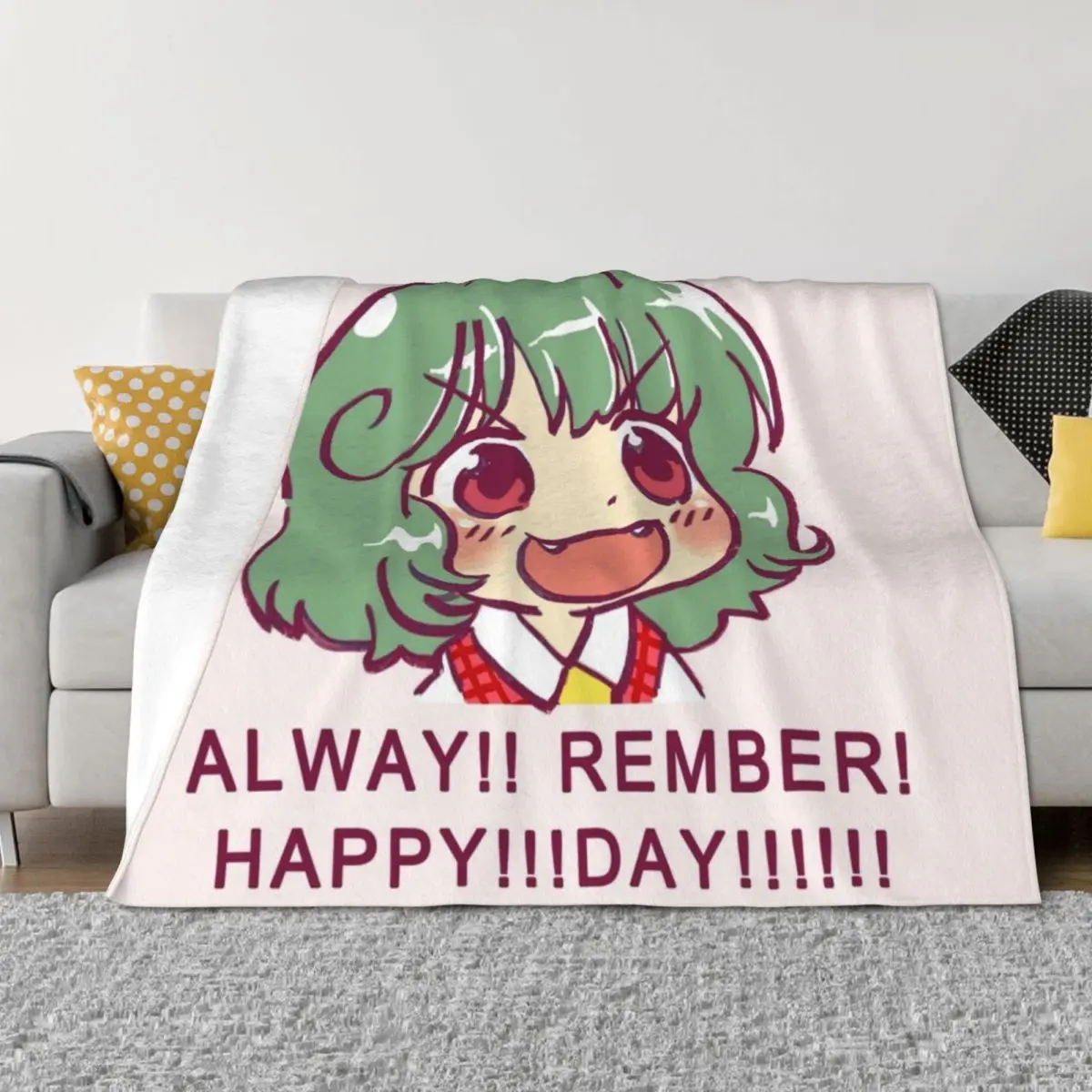 

I draw extra loud pls rember happy day yuuka kazami / touhou meme Throw Blanket blankets ands Soft Personalized Gift Blankets