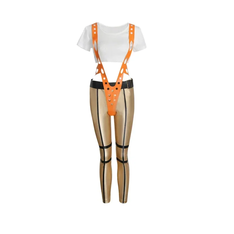 The Fifth Element Leeloo Cosplay Costume Sexy Skinny Pants Short T-Shirt CinquièMe éLéMent Body Suit Halloween Outfits CMM221