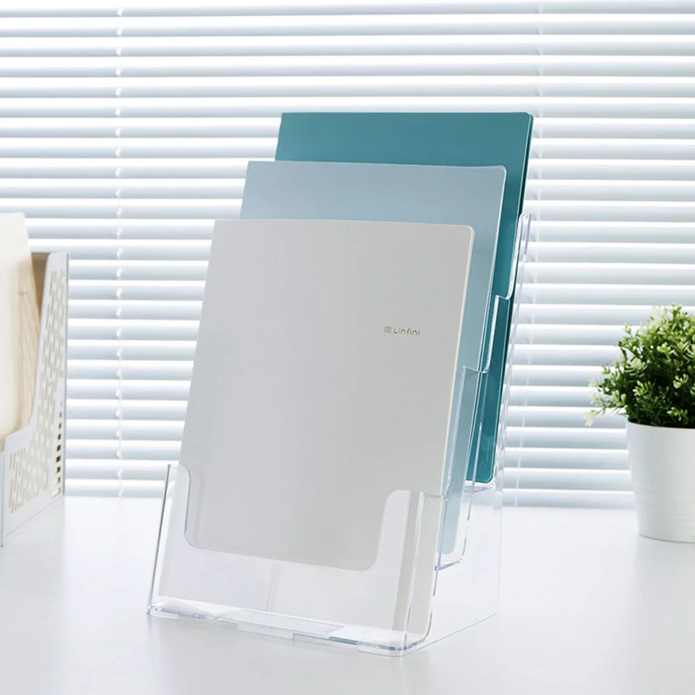

Three-Layer Desktop Acrylic File Organizer Office Storage Rack Magazine Brochure Document Holder Shelf Acrylic Storage Shelf