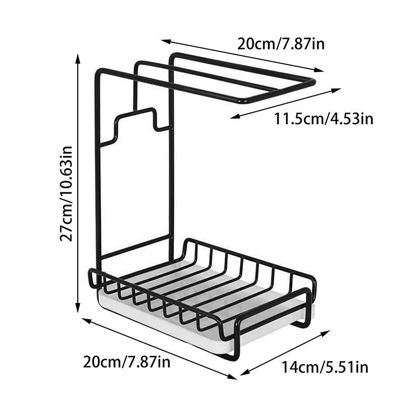Kitchen Dishcloth Storage Rack Space-Saving Sink Sponge Drainage Rack Wall Mounted With Removable Drip Tray
