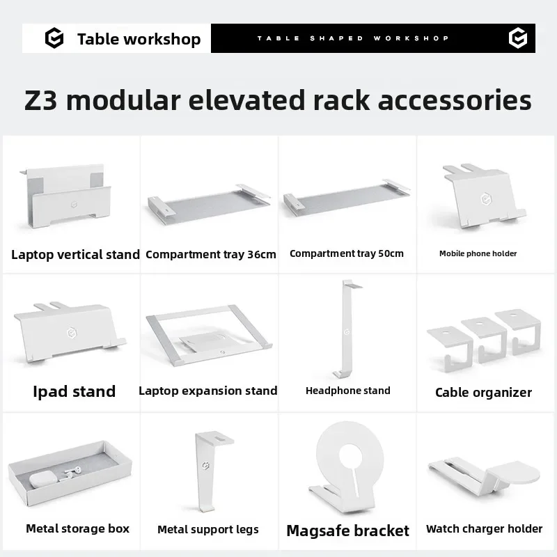Z3 Modular Drawer White Desk Organizer for Phone Holder Earphone Stand Tablet Storage Shelf | Ergonomic Desktop Accessories