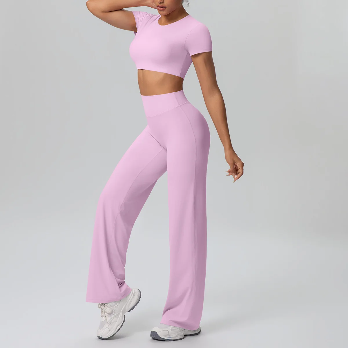 MIML 2026 Double-Sided Nylon Sports Yoga Wear Set High-Elasticity Running Fitness Wide-Leg Two-Piece Workout Outfit Bare Feeling