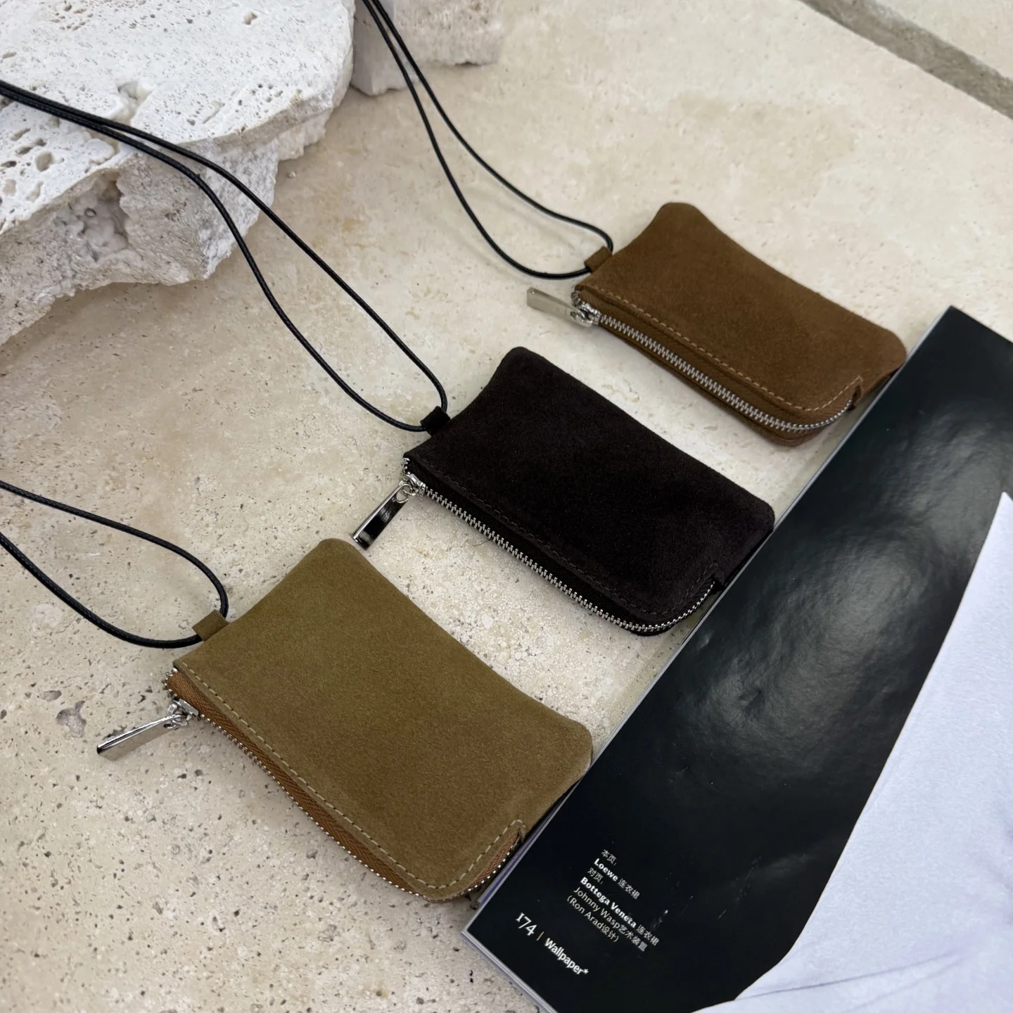 official-charlie-kelli-short-wallet-key-storage-bag-coin-purse-women's-bag-2026-new-arrival-korean-style-suede-material