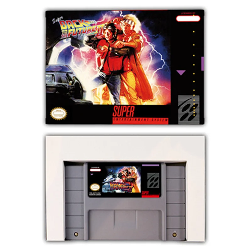 خرطوشة ألعاب فيديو مع صندوق ، خرطوشة ألعاب ، عودة فائقة إلى المستقبل الجزء 2 الثاني ، 16 بت ، لsnes ، الأوروبي ، بال ، الولايات المتحدة الأمريكية ، ntsc
