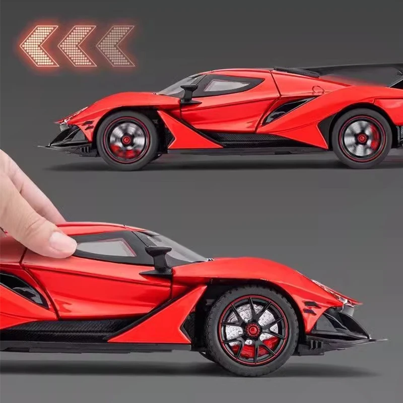 1/24 Scale Apollo IE Supercar Alloy Limousine Diecast Car Model Toy Sound Light Pull Back Kid Birthday Gift Collect Home Decorat