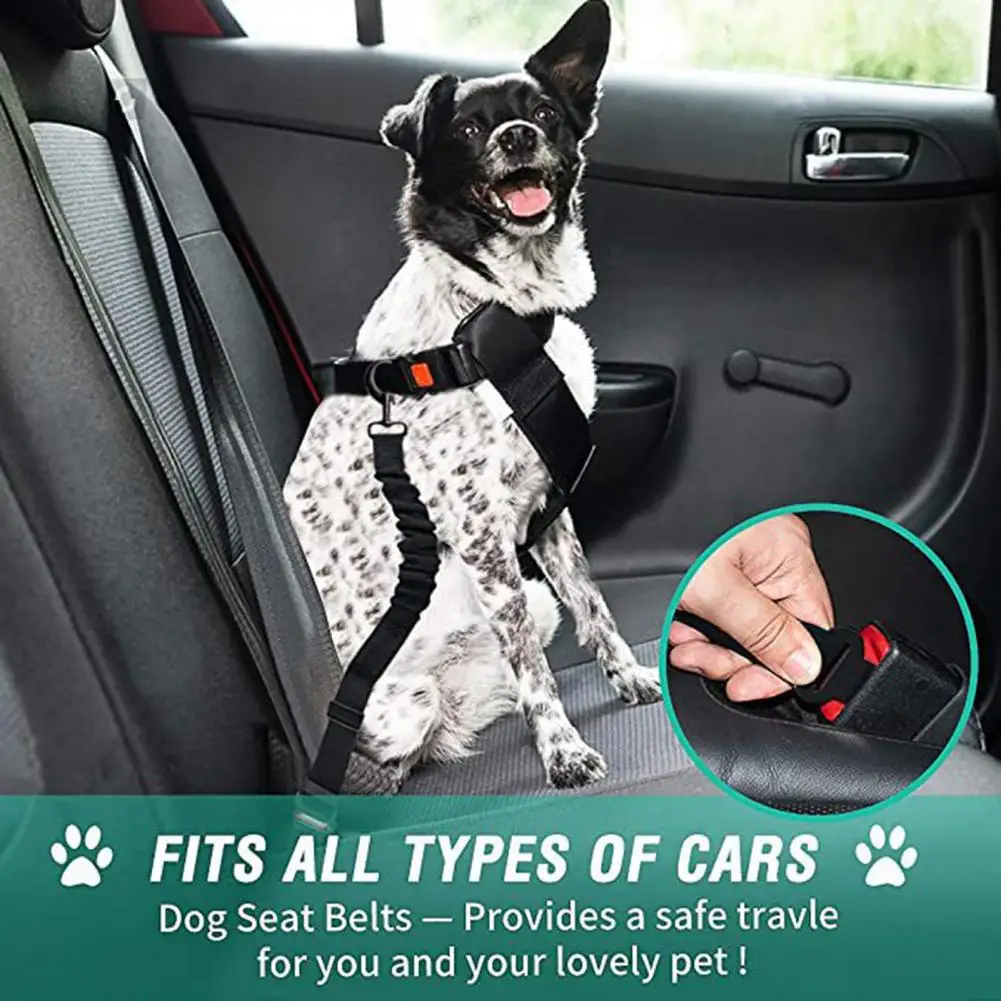 Dog Car Tether Adjustable Cats Dogs Seatbelt Restraint Dog Seatbelt Leash Nylon Pet Safety Seat Belt Secure Dog Travel Harness