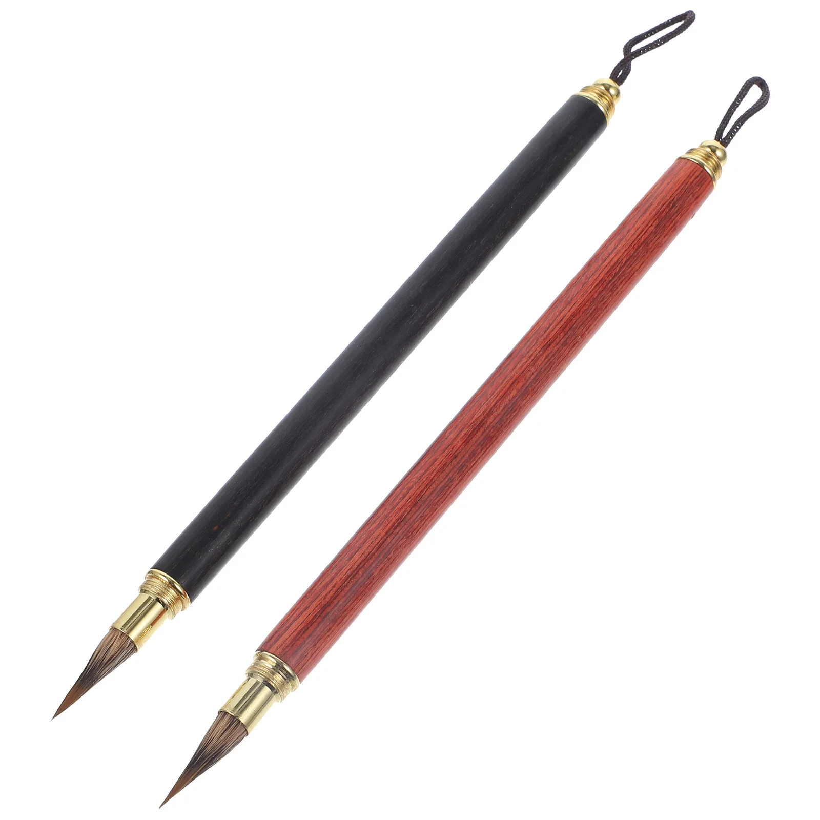 

2Pcs Wolf Hair Calligraphy Brush Traditional Chinese Long Handle Bristle for Painting Writing Artistic Creation Beginners Kids
