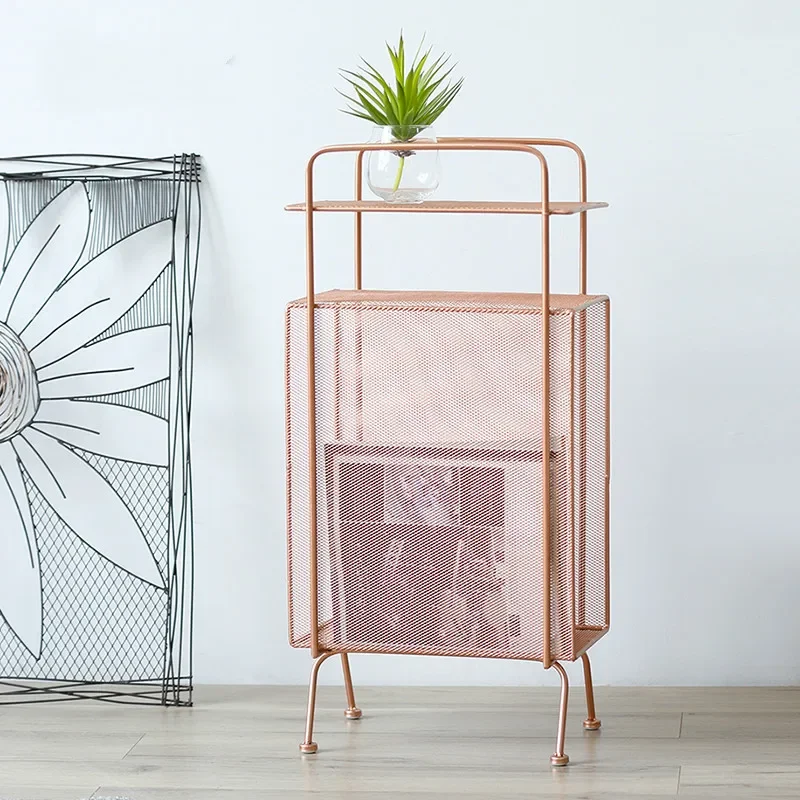 

Nordic wrought iron floor rack bedroom bedside living room storage bookshelf multi-layer magazine rack