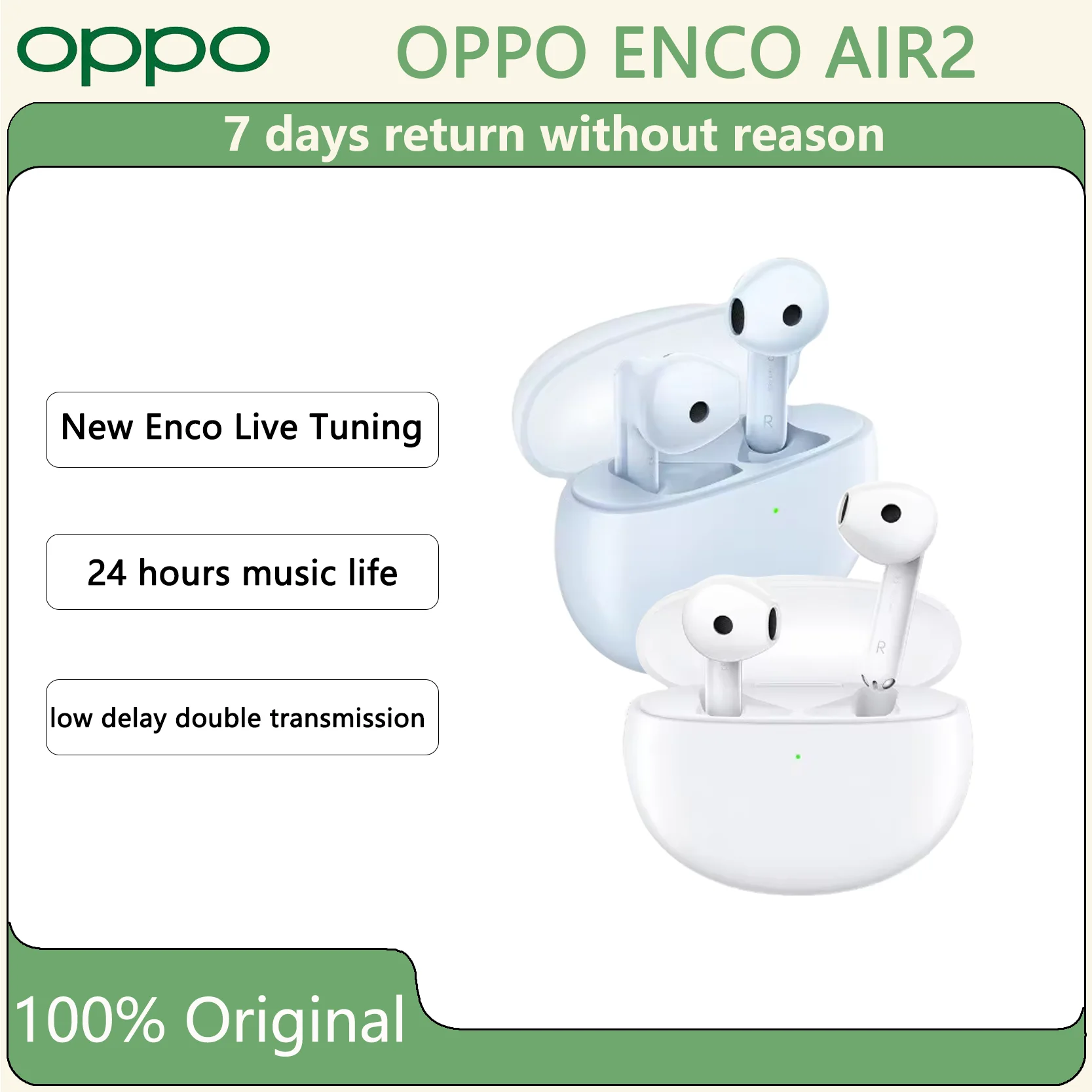 Original OPPO ENCO Air2 nouvelle Version Audio écouteur sans fil Bluetooth casque Air 2 appel réduction du bruit écouteurs longue veille