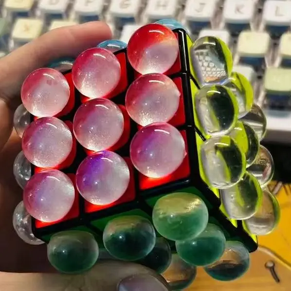 Nuovo cristallo rotondo 3x3x3 cubo di cristallo 3x3 cubo magico magnetico trasparente puzzle giocattolo per bambini