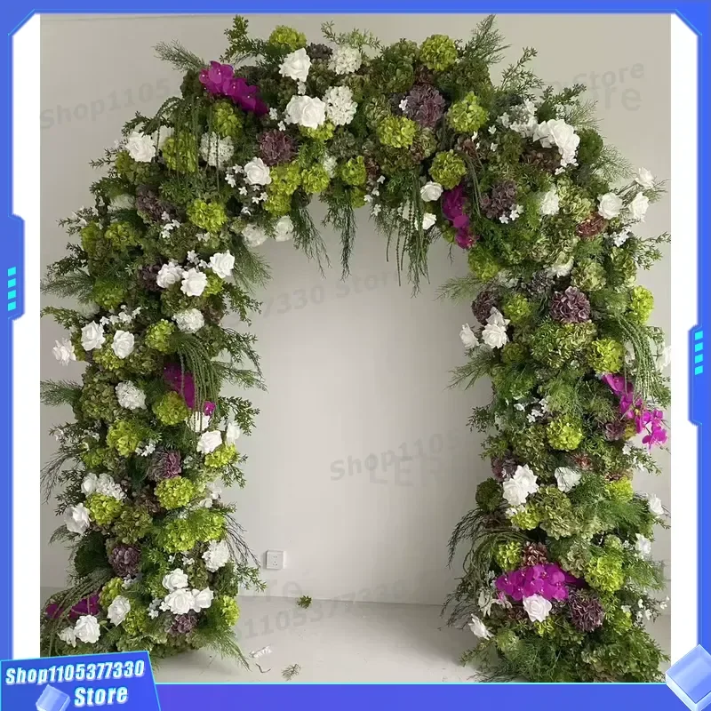 Green Artificial Flower Arch Wedding Background Decoration Forest Style Floral Stand for Valentine's Day Party Event Decor