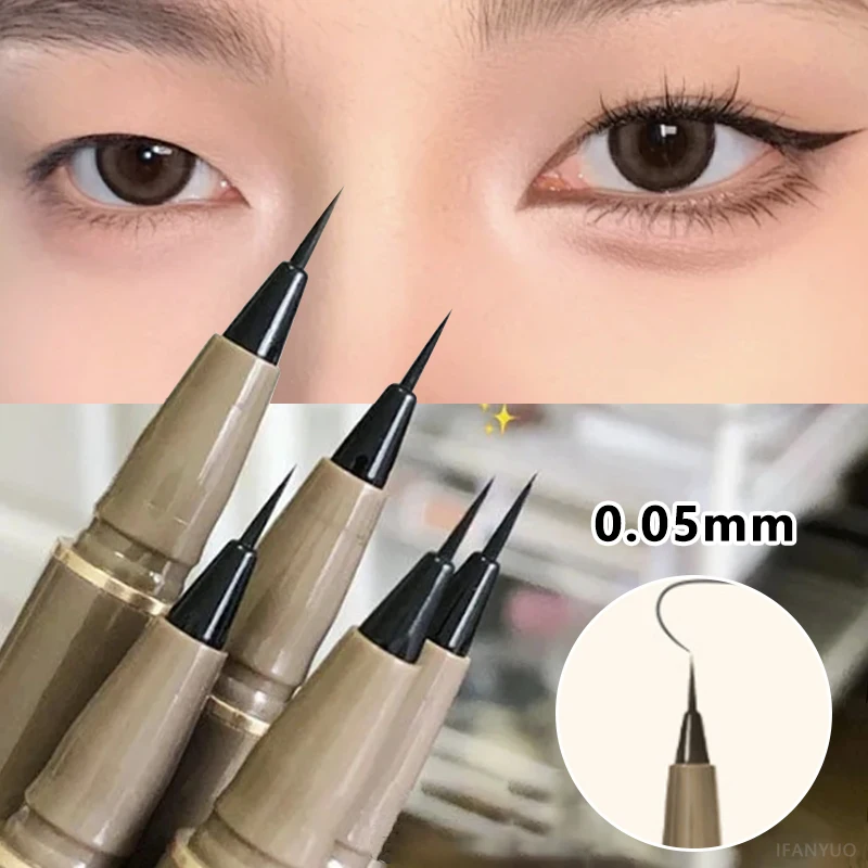 رقيقة جدا مقاوم للماء الكحل السائل مقاوم للعرق دائم وغير ملطخ سريعة الجافة السلس العين اينر أسود براون رمش القلم